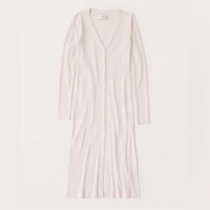 Abercrombie Cozy Ribbed Duster Cardigan in Cream